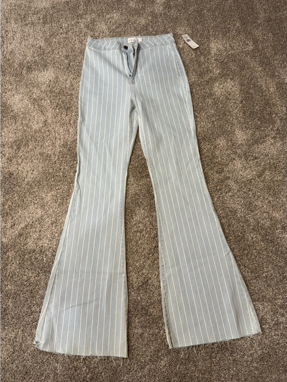 Light Blue Pinstripe Bell Bottom Pants